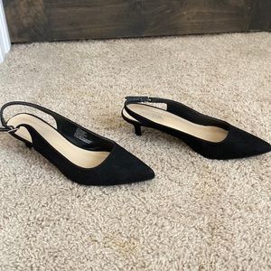 Low heel black sling back